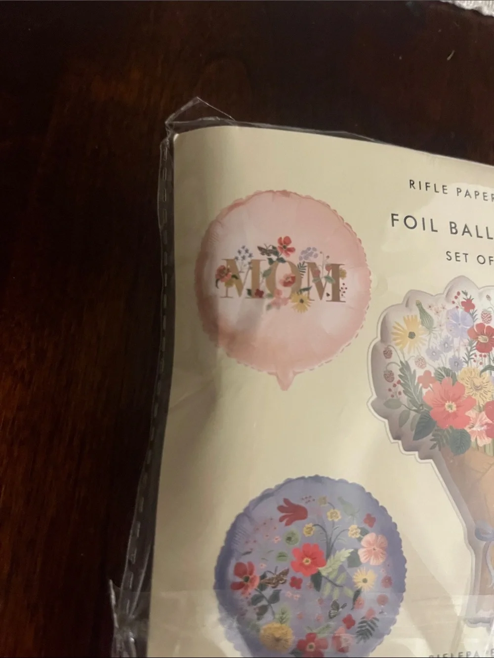 Rifle Paper Co. Pink & Blue Floral Bouquet Foil Balloons - Set of 5. MOM. New